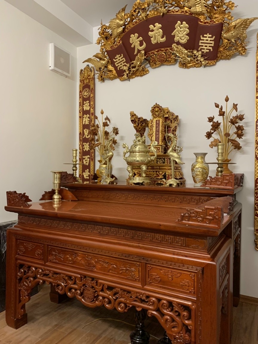 Bàn như ý 3 cấp cuốn thư Tùng hạc