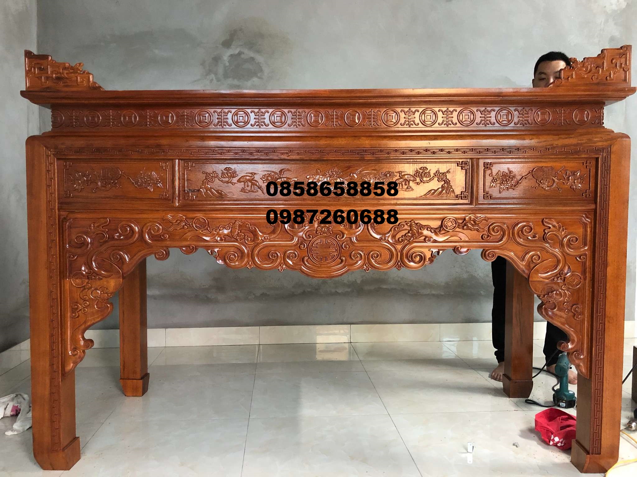 Tổng hợp những mẫu sập thờ gỗ gụ chân 20, 22, 24